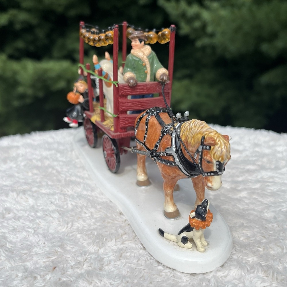 Dept 56 Halloween Hayride Clydesdale Kids Ghost Pumpkin Witch Snow Village w Box - Picture 5 of 11